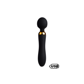 SHAKE Noir, Vibromasseur Wand USB en silicone médical avec 2 puissants moteurs indépendants